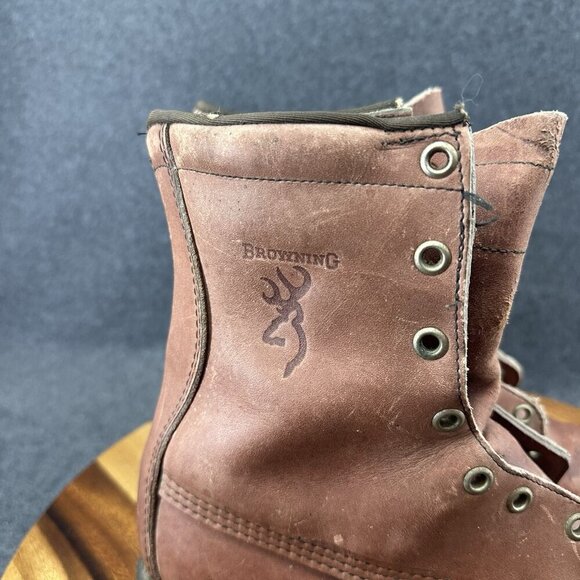 Vtg 70s Browning Arms Co Brown Leather Lace Up Work Boots‎ USA Made Vibram Sz 8A main image 9